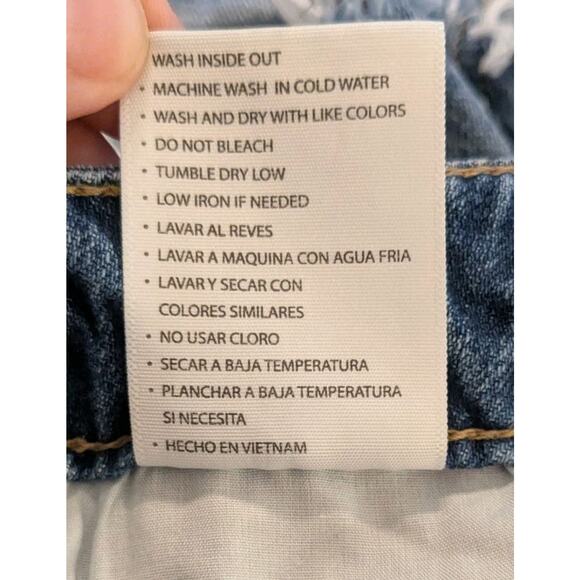 KanCan Ivanna Ultra High Rise Mom Shorts Distressed Denim Blue Jean Ripped Med - Picture 9 of 9